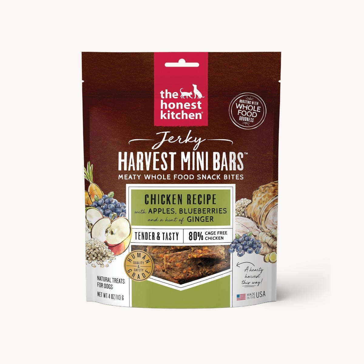 The Honest Kitchen - Jerky Harvest Mini Bars - Chicken Recipe with Apples & Blueberries